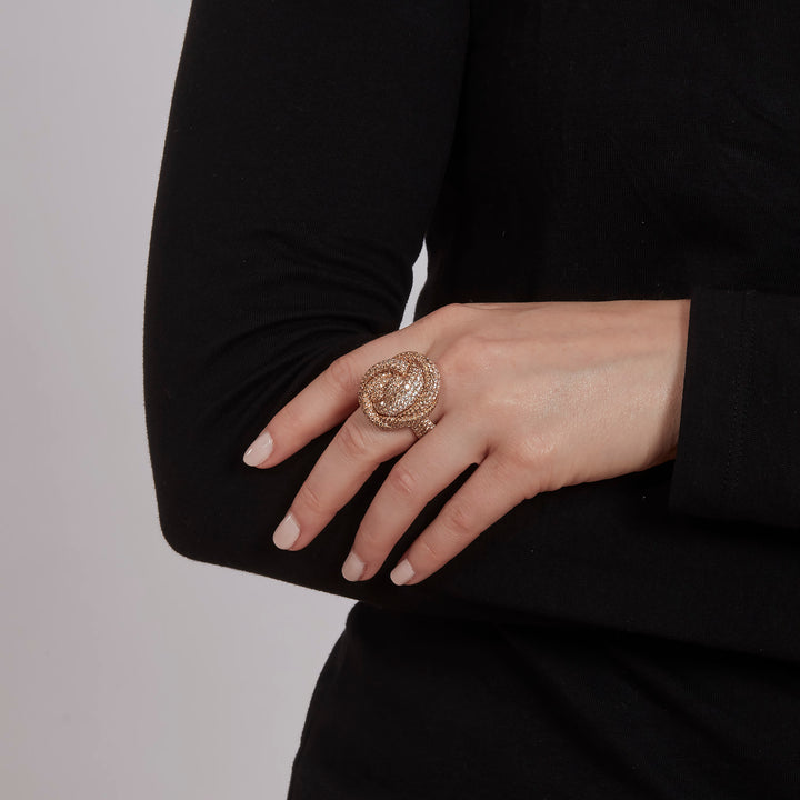 Palmiero Serpent Ring in Multicolor Diamond Pavé