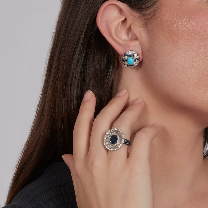 Celestial Geometry: A Sapphire and Diamond Ring by JANA