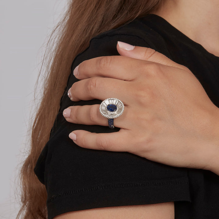 Celestial Geometry: A Sapphire and Diamond Ring by JANA