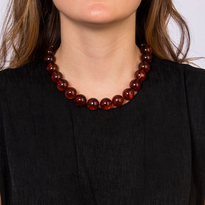 Single Strand GIA Certified Amber Bead Necklace