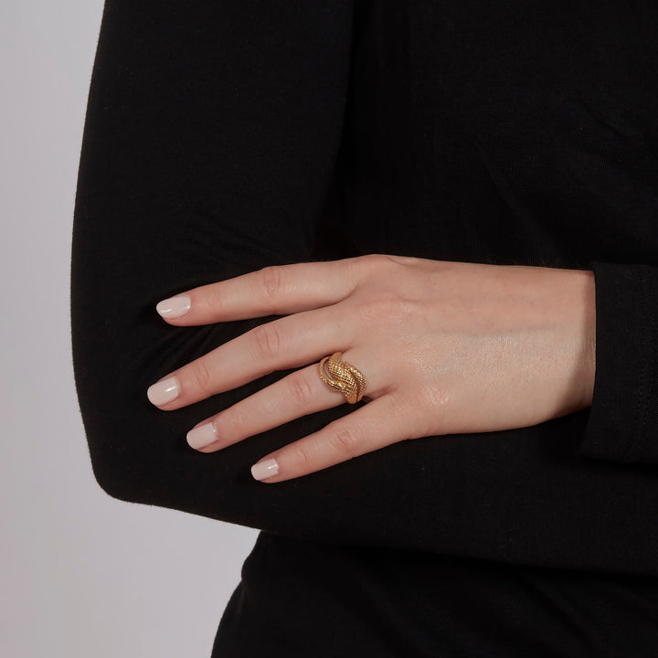 Vintage 18KYG Diamond Back Snake Ring