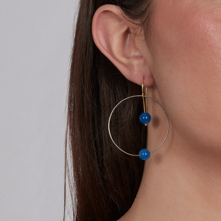 Blue Chalcedony Concentric Earrings