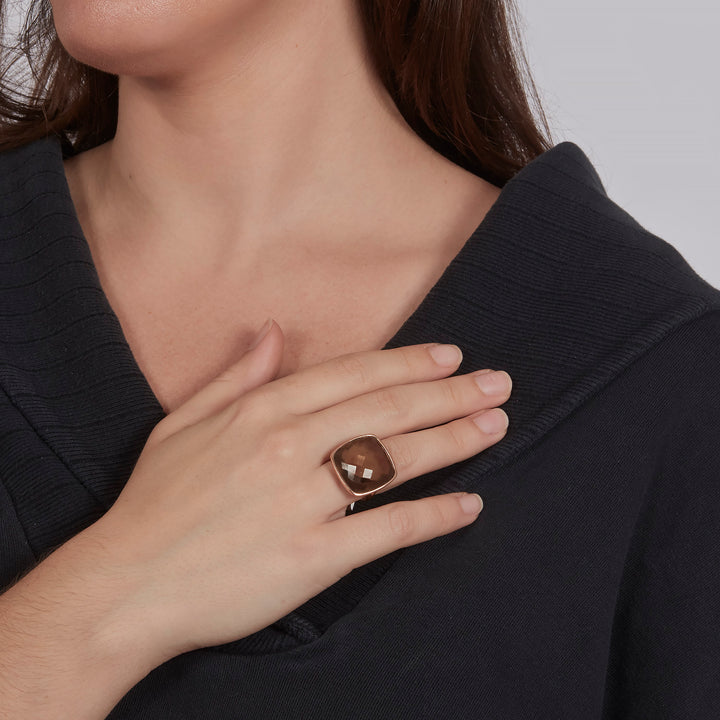 Italian Smokey Quartz Cocktail Ring