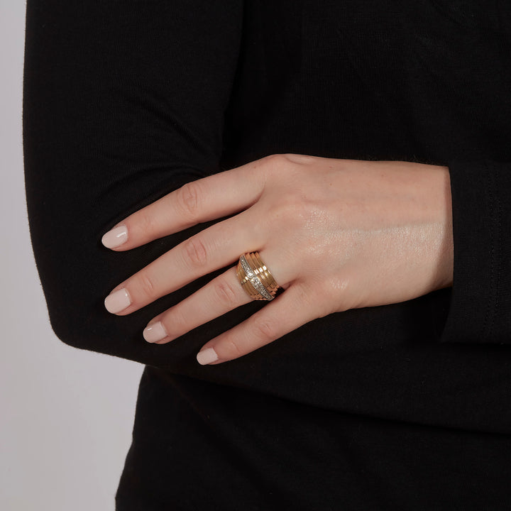 French Retro Diamond Bombé Ring