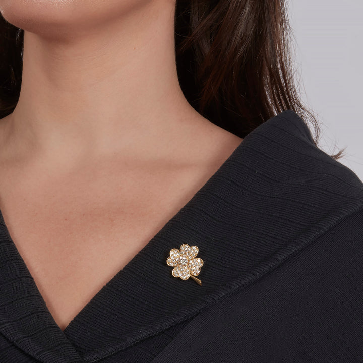 18K Diamond Flower Brooch
