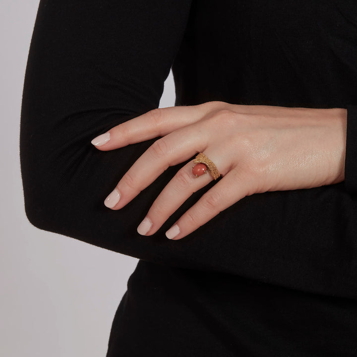 French 1970s Textured Coral Ring