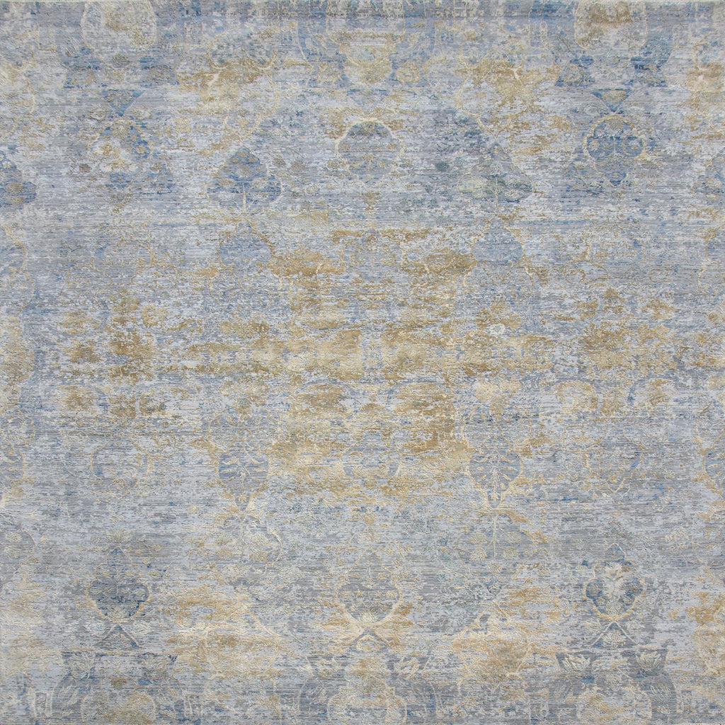 Blue Traditional Silk Wool Blend Rug - 9'1" x 12'1"