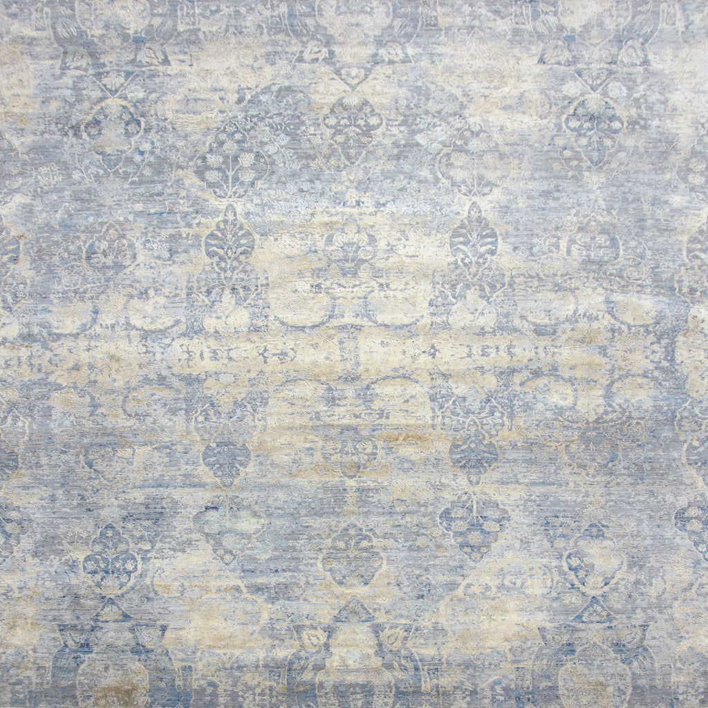 Blue Traditional Silk Wool Blend Rug - 9'1" x 12'1"