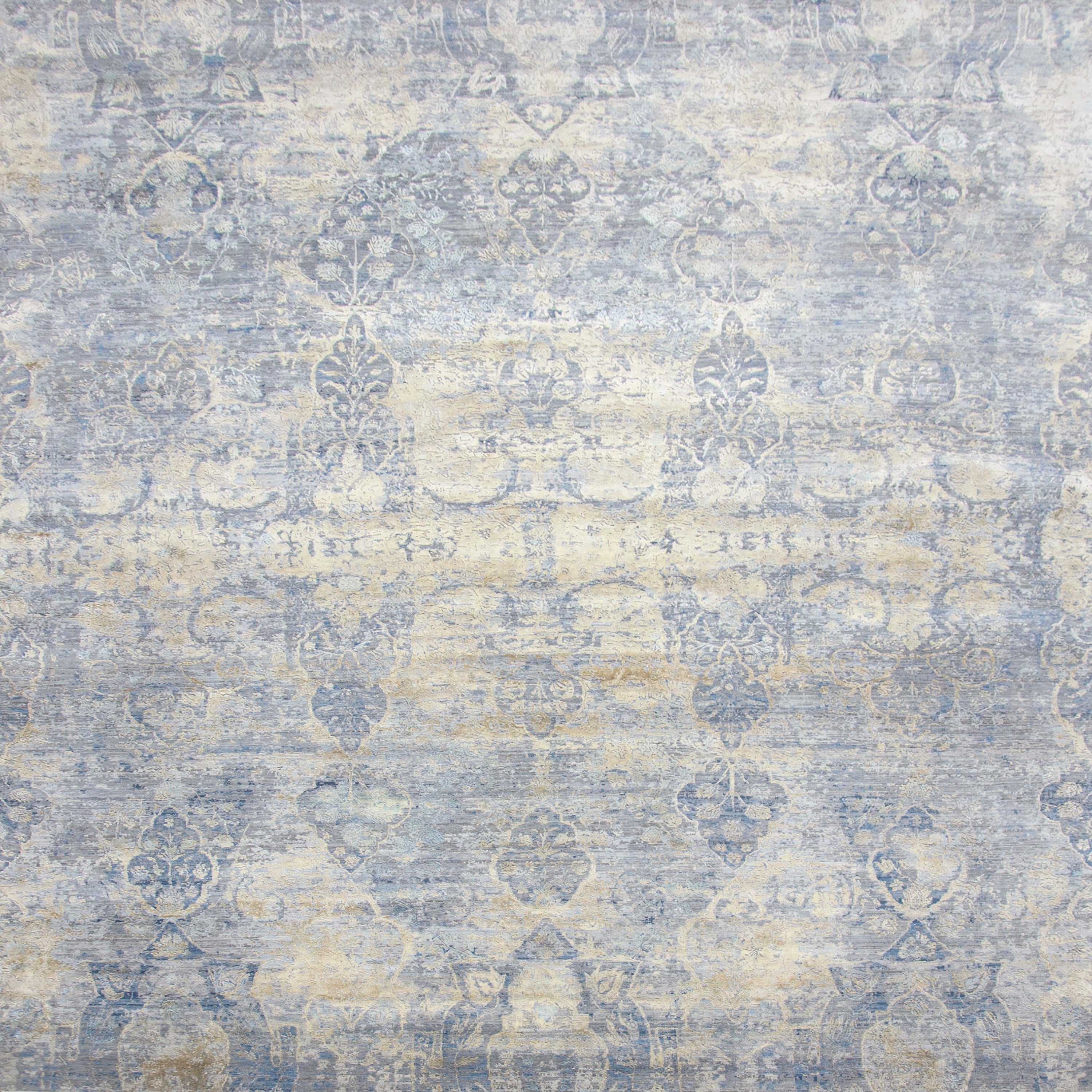 Blue Traditional Silk Wool Blend Rug - 9'1" x 12'1"