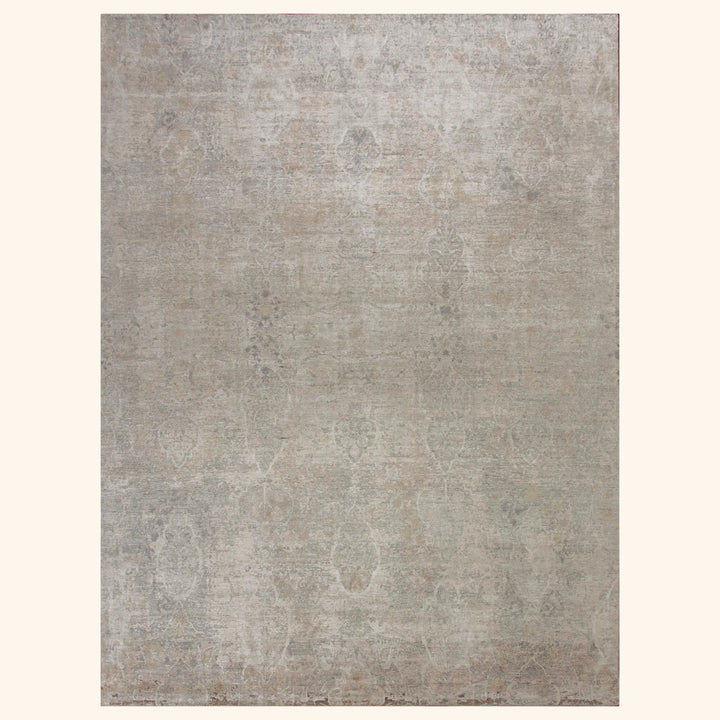 Beige Contemporary Silk Rug - 9'2" x 12'1"