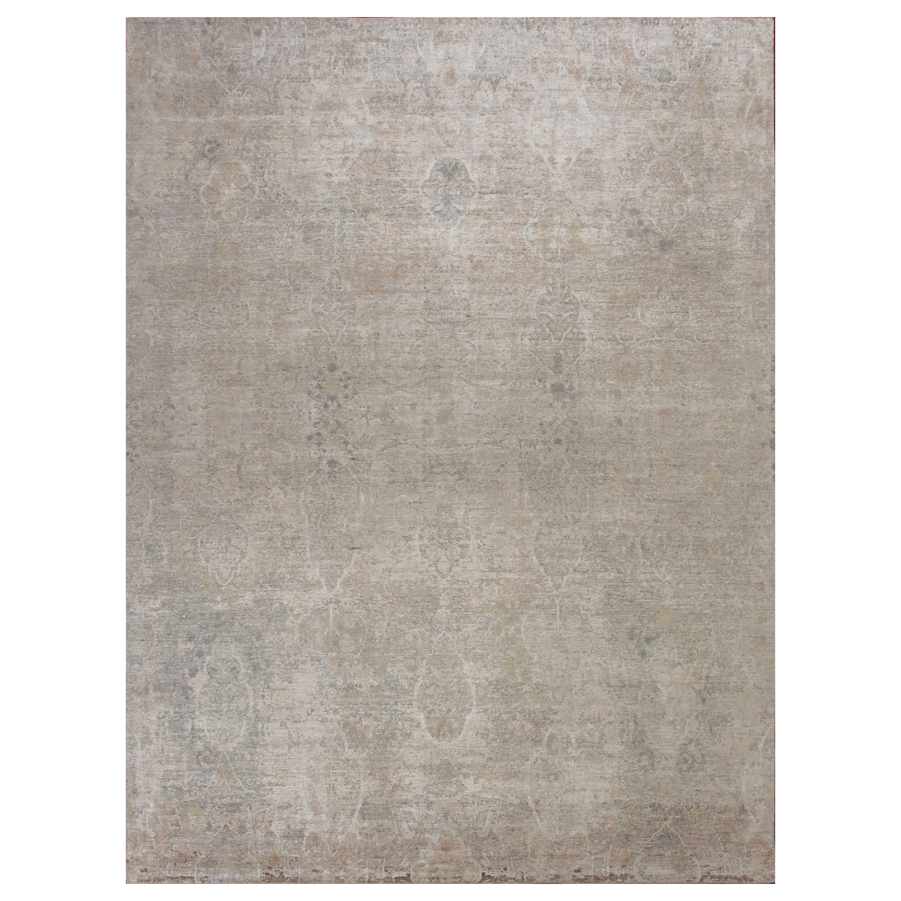 Beige Contemporary Silk Rug - 9'2" x 12'1"