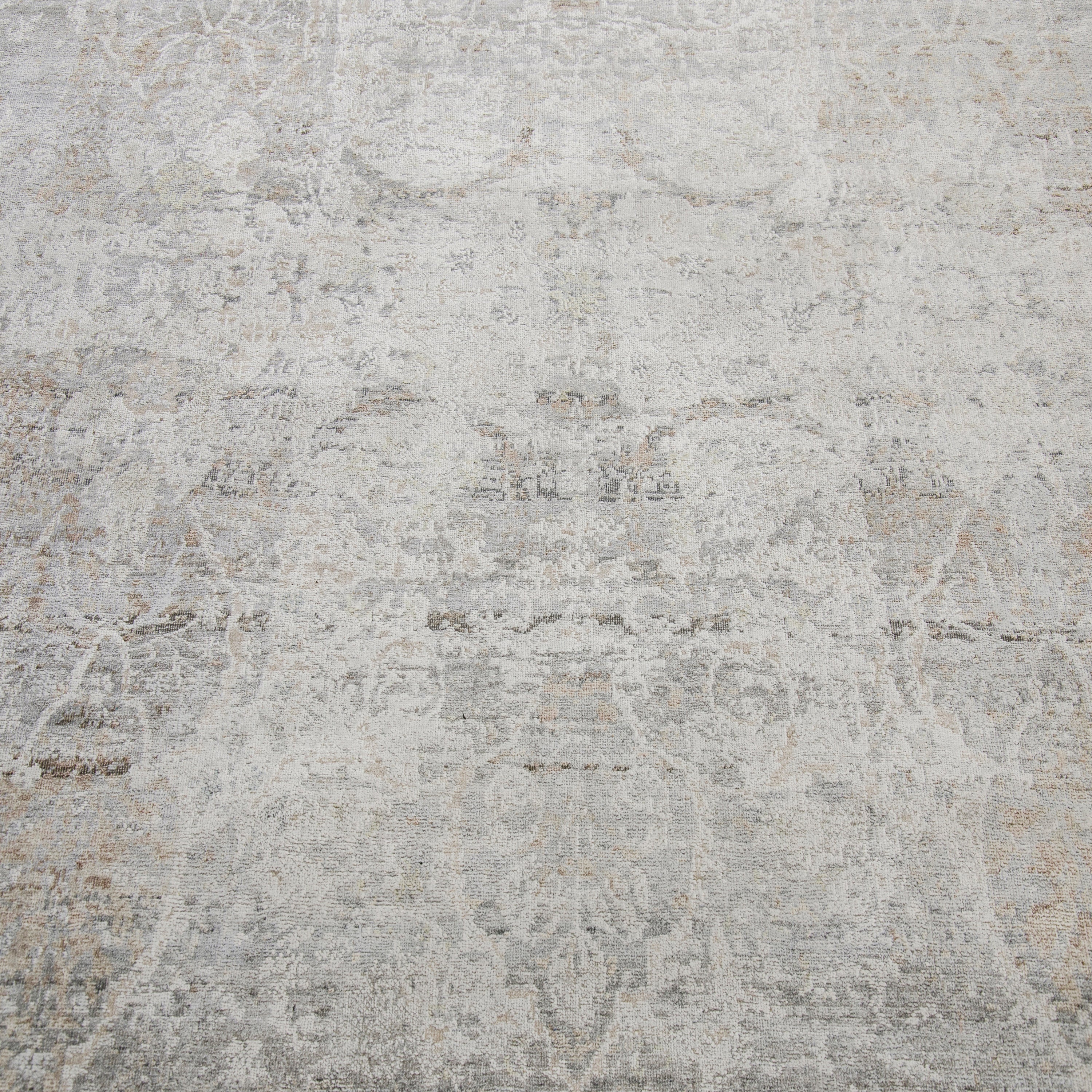 Grey Traditional Silk Rug - 8'11" x 12'3"