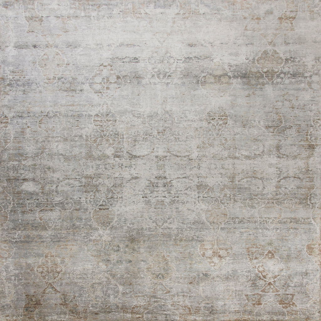 Grey Traditional Silk Rug - 8'11" x 12'3"