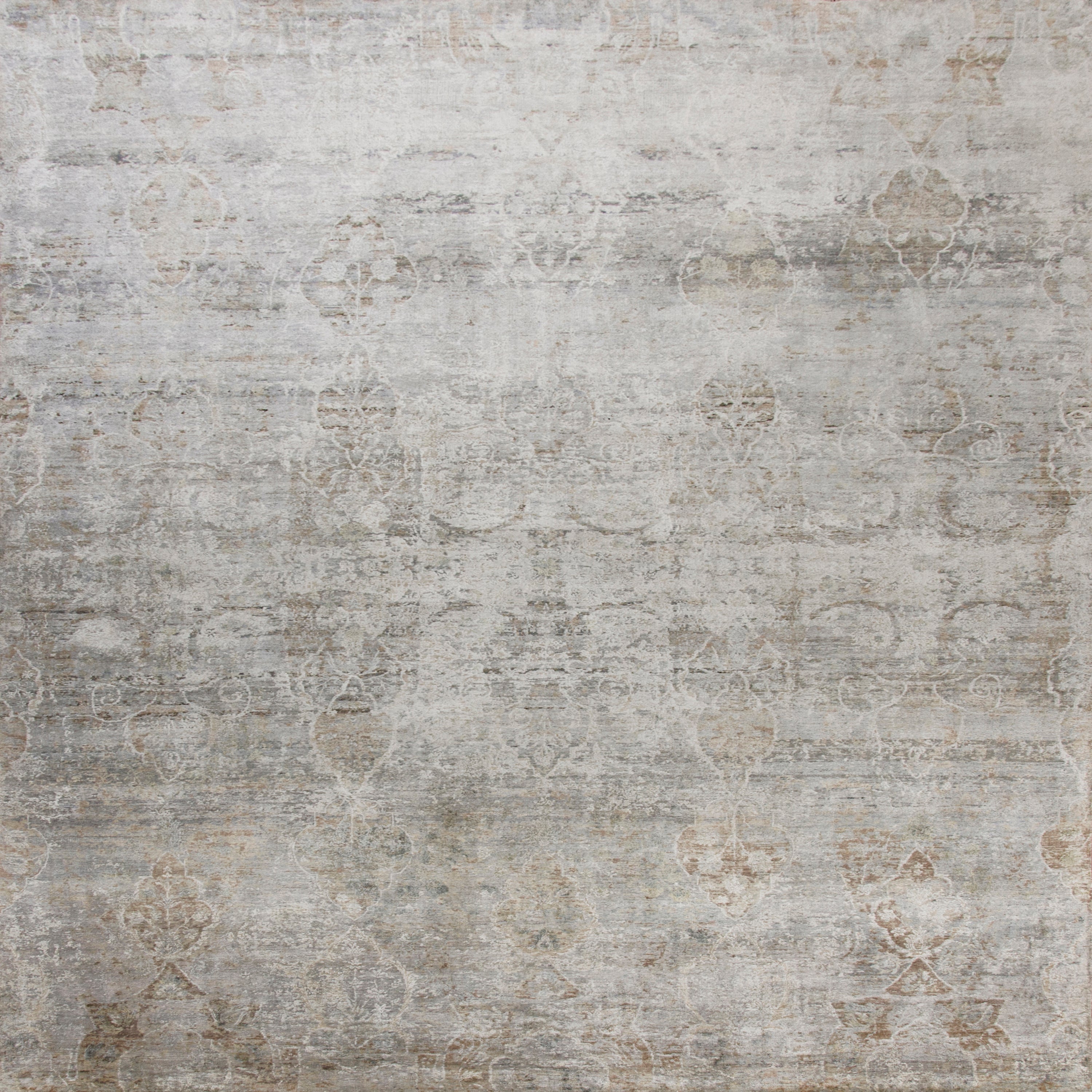 Grey Traditional Silk Rug - 8'11" x 12'3"