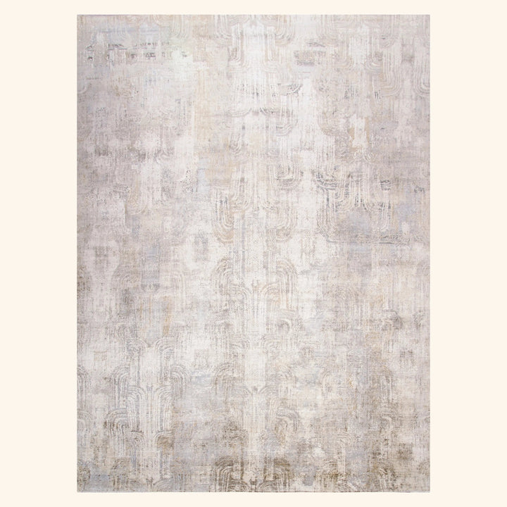Beige Contemporary Silk Rug - 8'11" x 12'4"