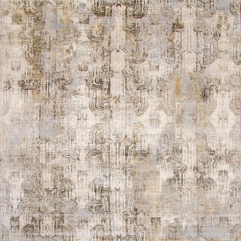 Beige Contemporary Silk Rug - 8'11" x 12'4"