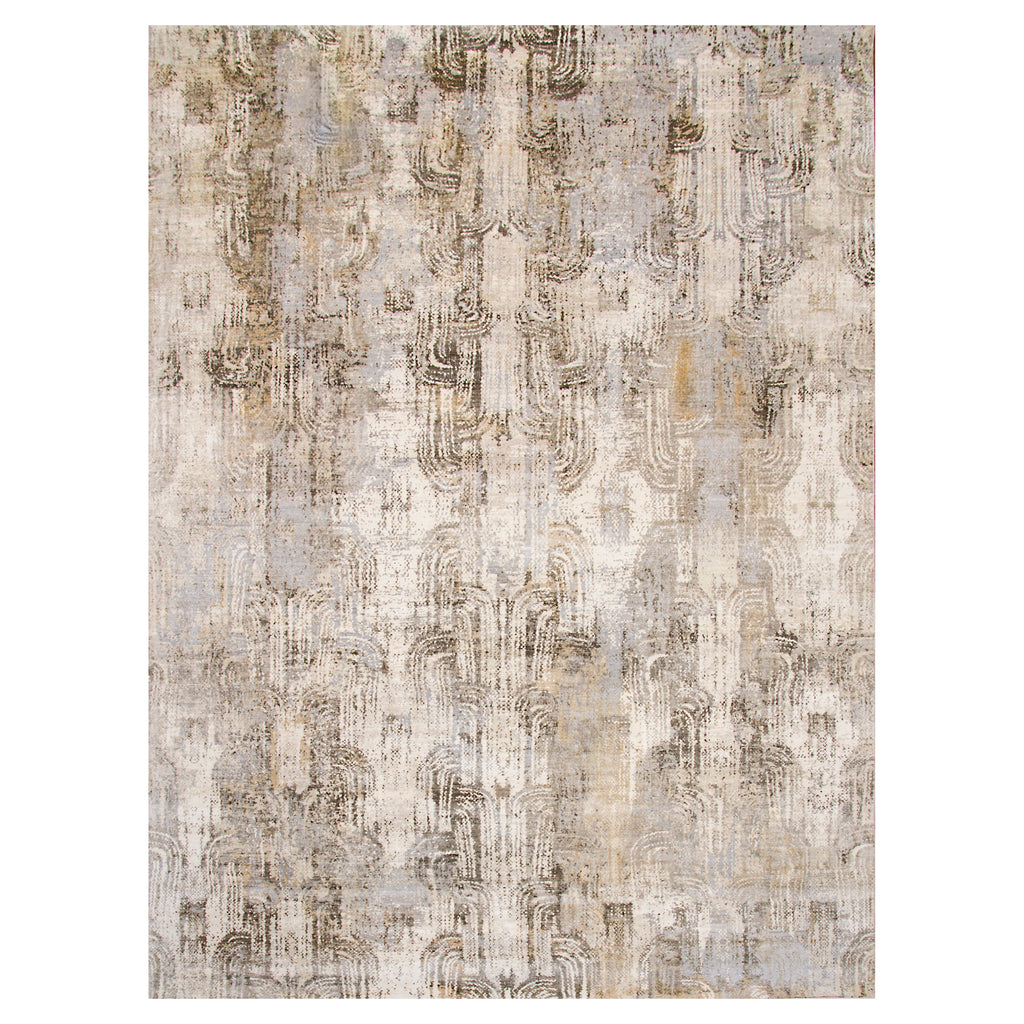 Beige Contemporary Silk Rug - 8'11" x 12'4"