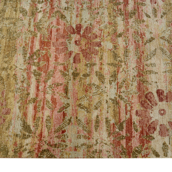 Pink Treillage Wool Silk Blend Rug