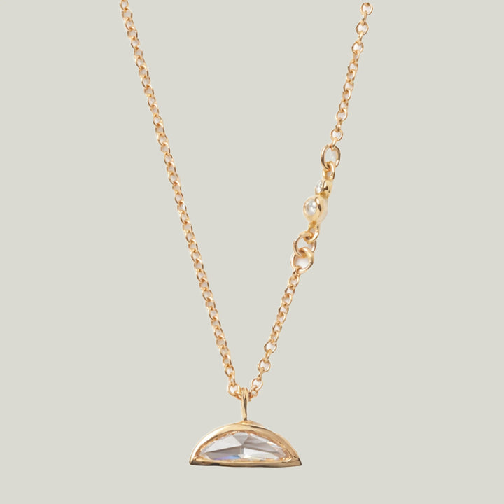 Elongated Crescent Moon Rose Cut Diamond Pendant