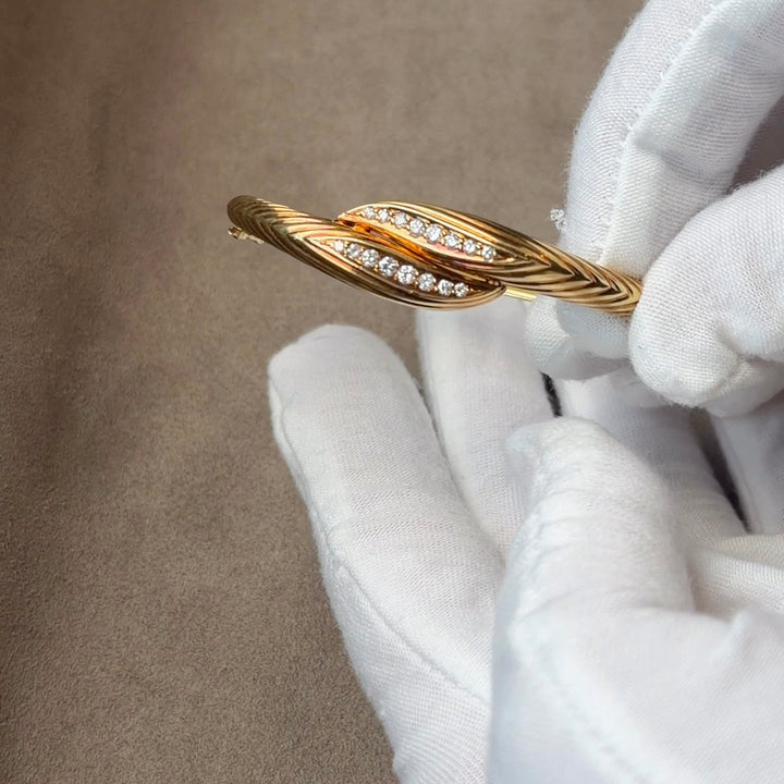 1970s French 18KYG Diamond Bangle