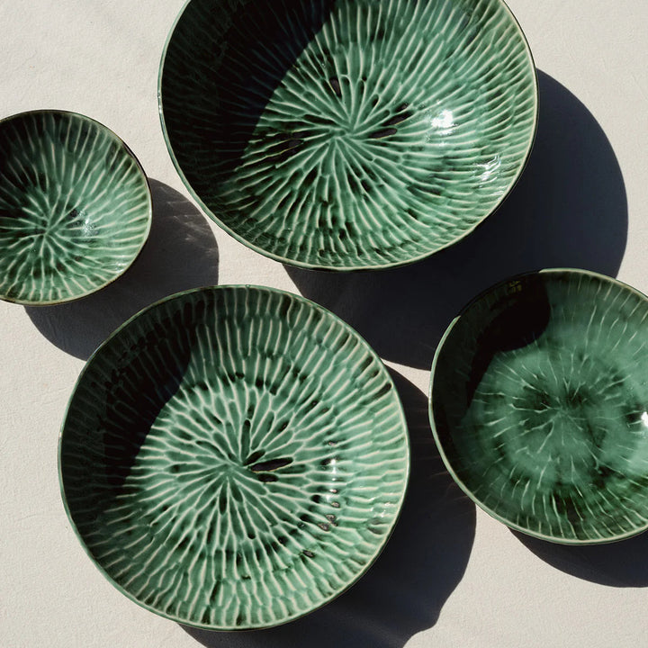 Green Verde Lanza Pasta Plate, Set of 2