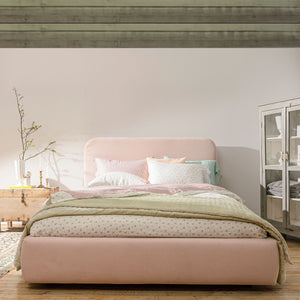 Emme Tall Platform Bed California King / Performance Velvet Pink Champagne - hover