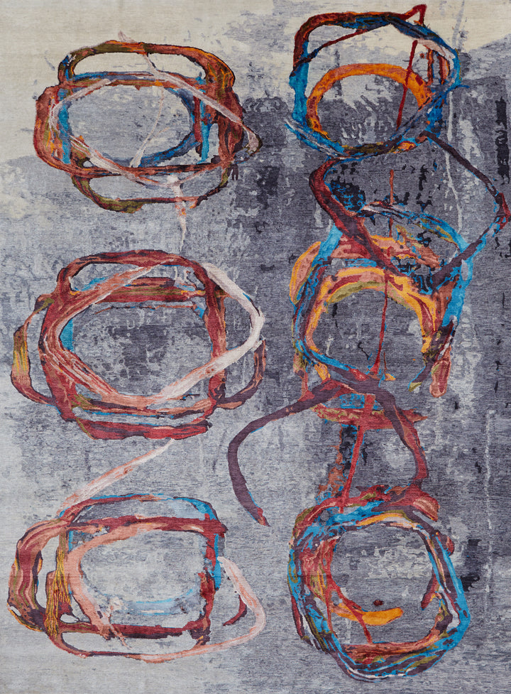 Ember - Smoke Hand Knotted Wool Silk Blend