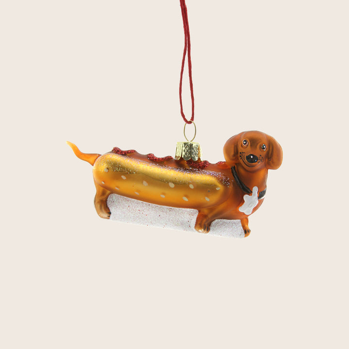Weiner Pup Hot Dog Ornament