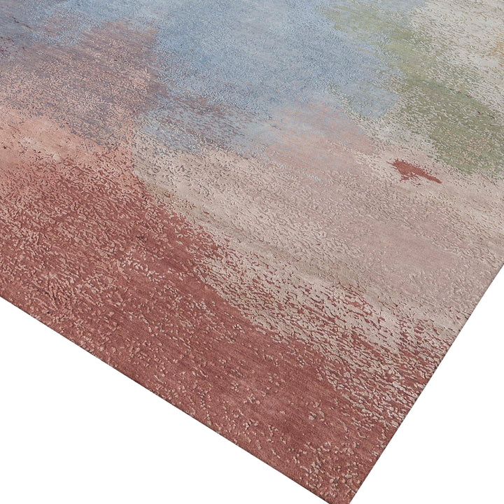Multicolored Contemporary Silk Wool Blend Rug - 9' x 12'