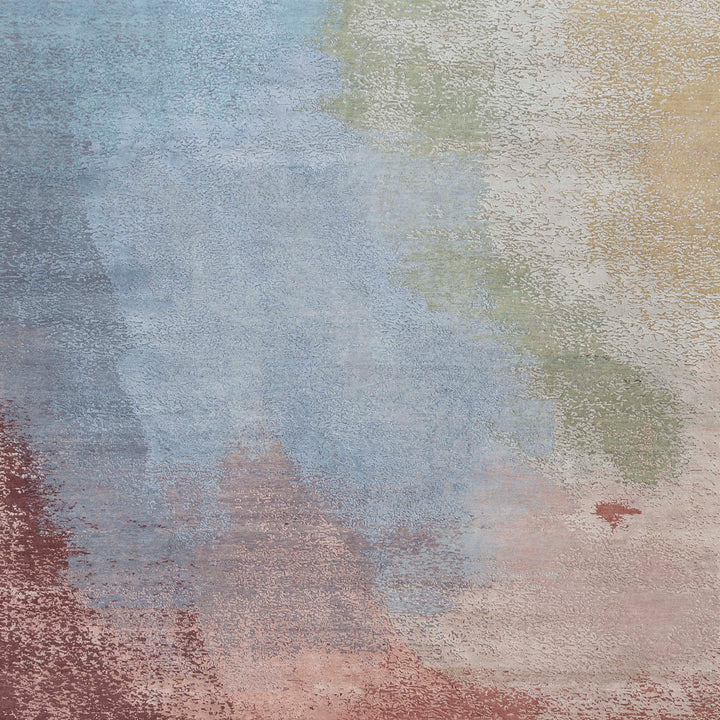 Multicolored Contemporary Silk Wool Blend Rug - 9' x 12'