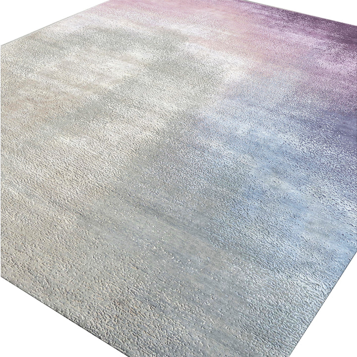 Multicolored Contemporary Silk Wool Blend Rug - 9' x 12'