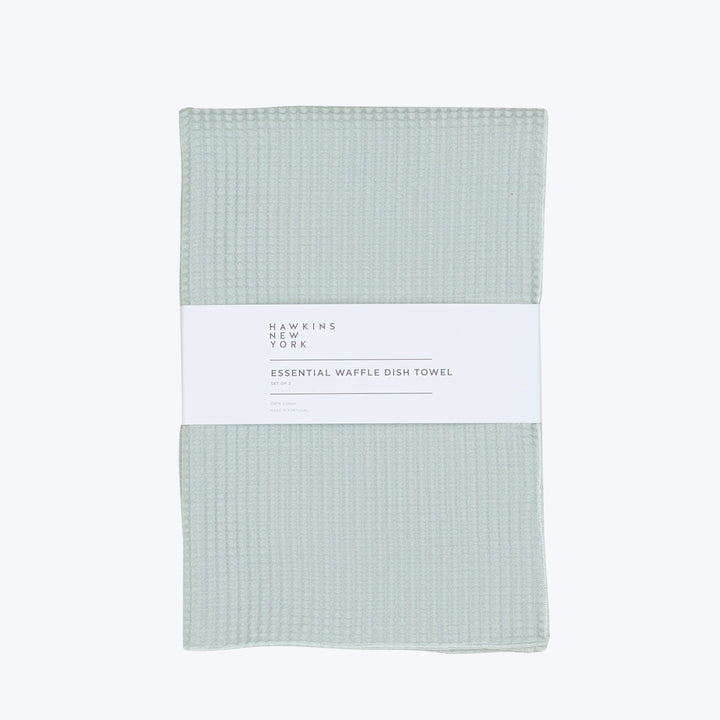 Green waffle weave dish towel set by Hawkins New York.