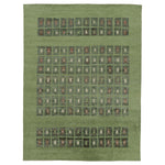 Green Swedish Inspired Wool Jute Rug - 9' x 11'11"