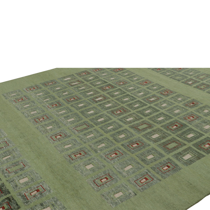 Green Swedish Inspired Wool Jute Rug - 9' x 11'11"