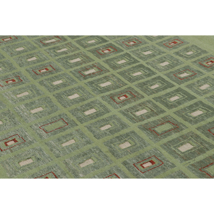 Green Swedish Inspired Wool Jute Rug - 9' x 11'11"