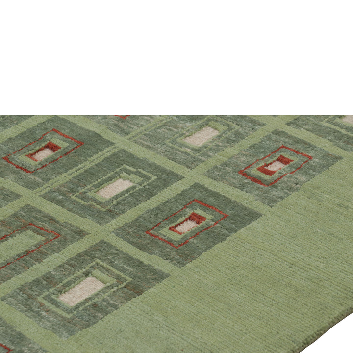 Green Swedish Inspired Wool Jute Rug - 9' x 11'11"