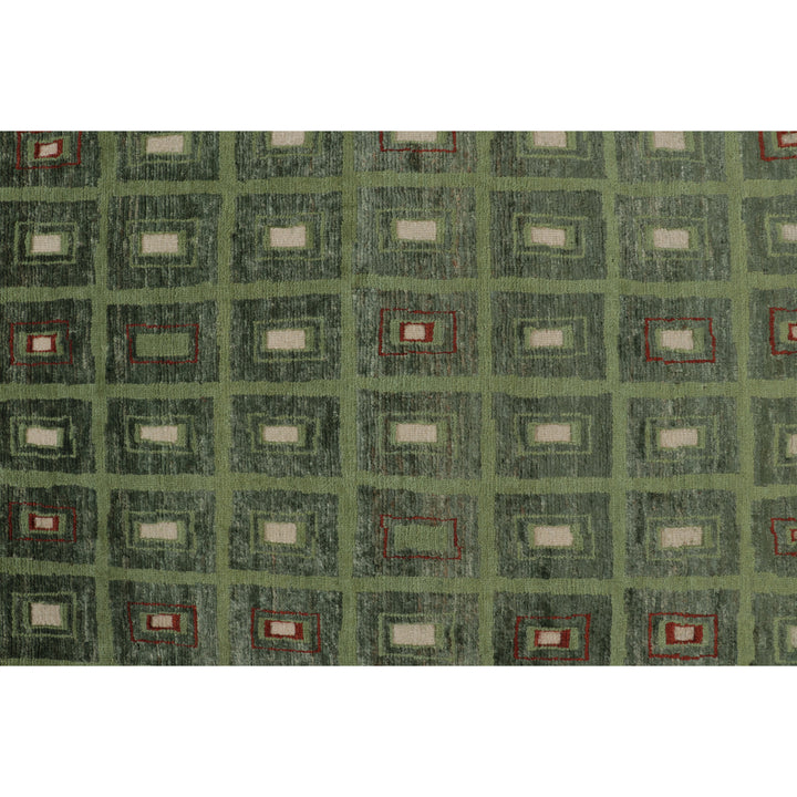 Green Swedish Inspired Wool Jute Rug - 9' x 11'11"