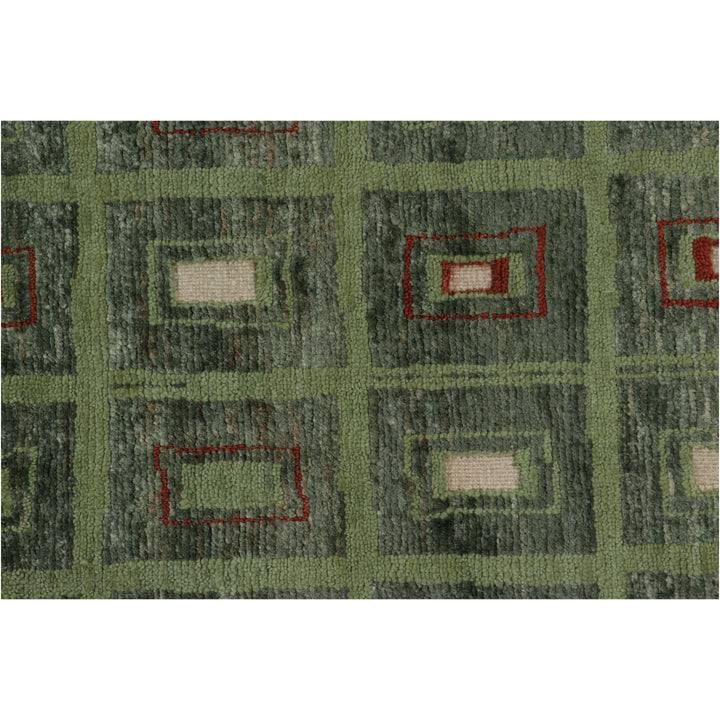 Green Swedish Inspired Wool Jute Rug - 9' x 11'11"