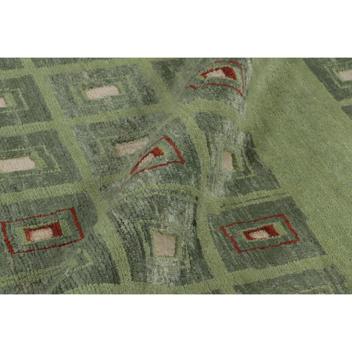 Green Swedish Inspired Wool Jute Rug - 9' x 11'11"