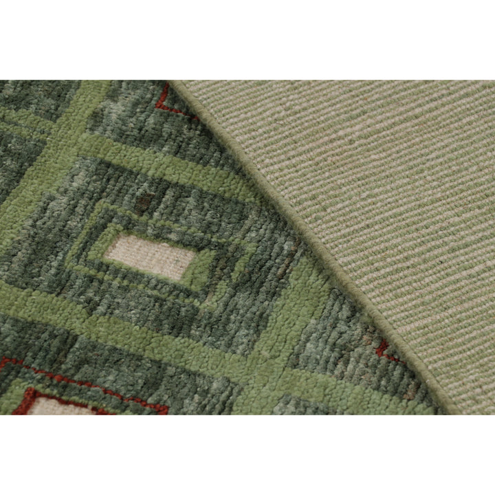 Green Swedish Inspired Wool Jute Rug - 9' x 11'11"