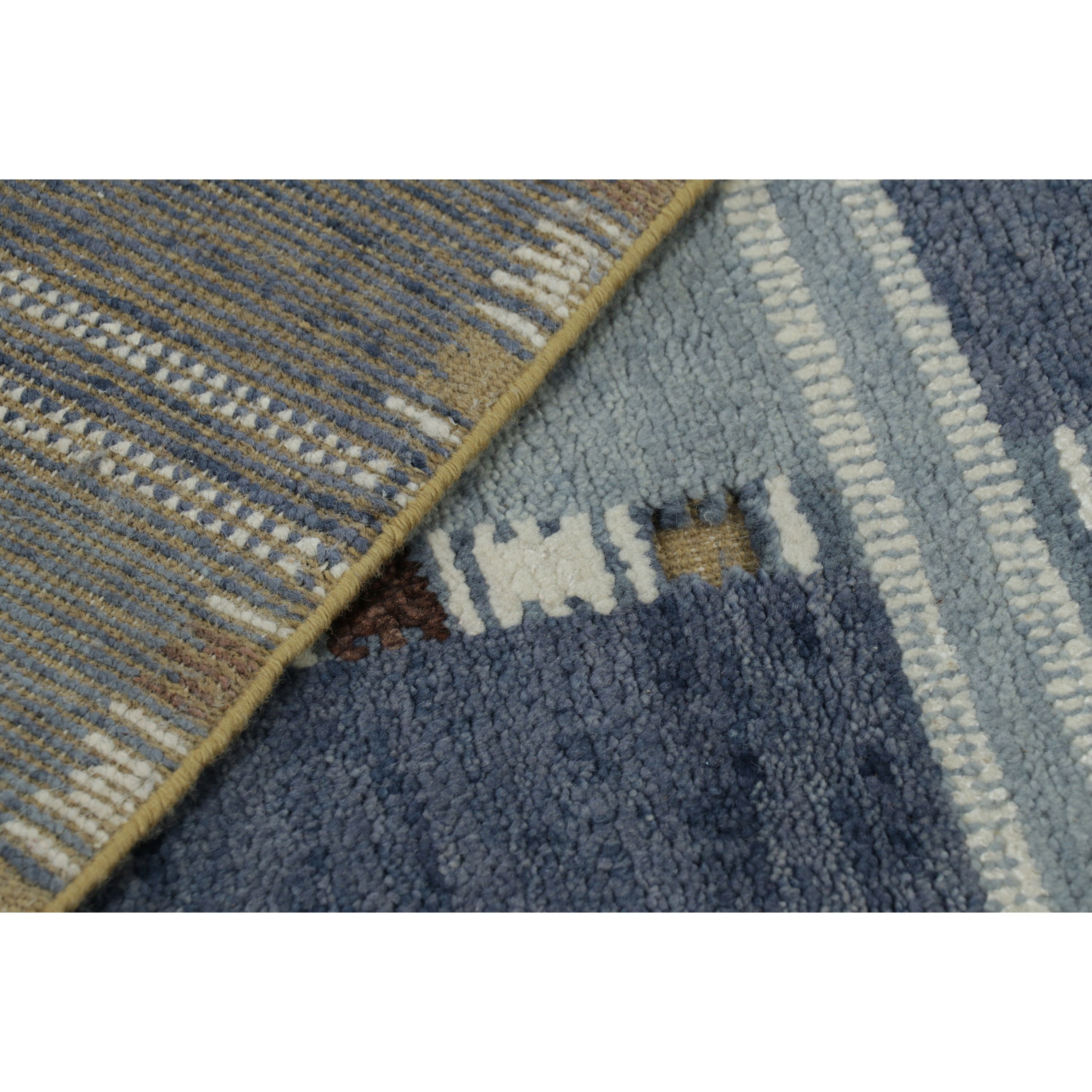 Blue Swedish Inspired Flatweave Wool Rug - 8'2" x 9'9"