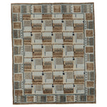Brown & Grey Swedish Inspired Wool Cotton Rug - 8'2" x 10'