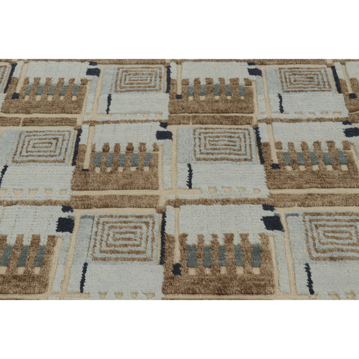 Brown & Grey Swedish Inspired Wool Cotton Rug - 8'2" x 10'