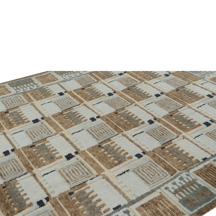 Brown & Grey Swedish Inspired Wool Cotton Rug - 8'2" x 10'