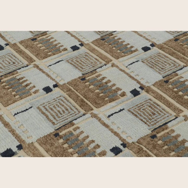 Brown & Grey Swedish Inspired Wool Cotton Rug - 8'2" x 10'