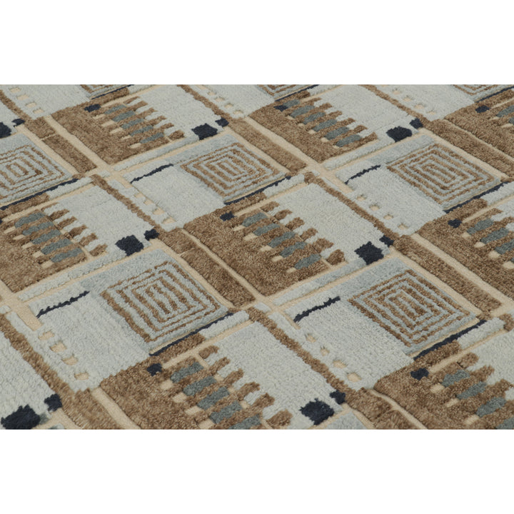 Brown & Grey Swedish Inspired Wool Cotton Rug - 8'2" x 10'