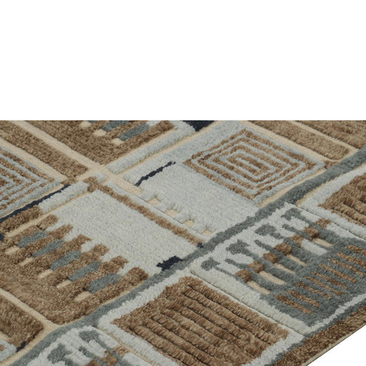 Brown & Grey Swedish Inspired Wool Cotton Rug - 8'2" x 10'