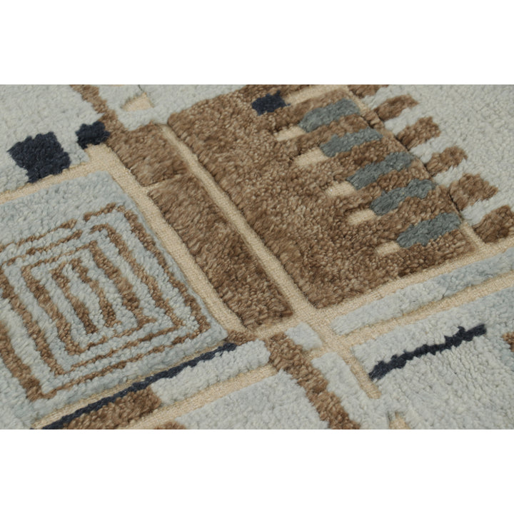 Brown & Grey Swedish Inspired Wool Cotton Rug - 8'2" x 10'