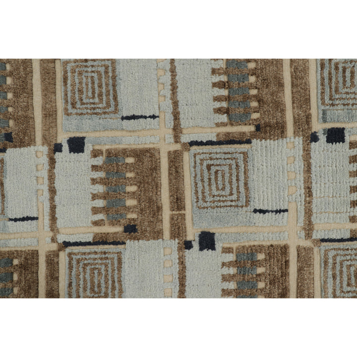 Brown & Grey Swedish Inspired Wool Cotton Rug - 8'2" x 10'