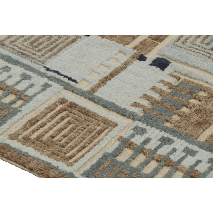 Brown & Grey Swedish Inspired Wool Cotton Rug - 8'2" x 10'